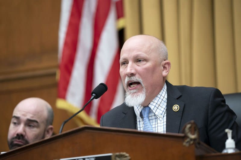 Chairman of the House Judiciary Subcommittee on the Constitution and Limited Government Rep. Chip Roy, R-Texas, blasts the "invasion at the southern border" during a House Judiciary Subcommittee hearing Tuesday at the U.S. Capitol in Washington, D.C. Photo by Bonnie Cash/UPI