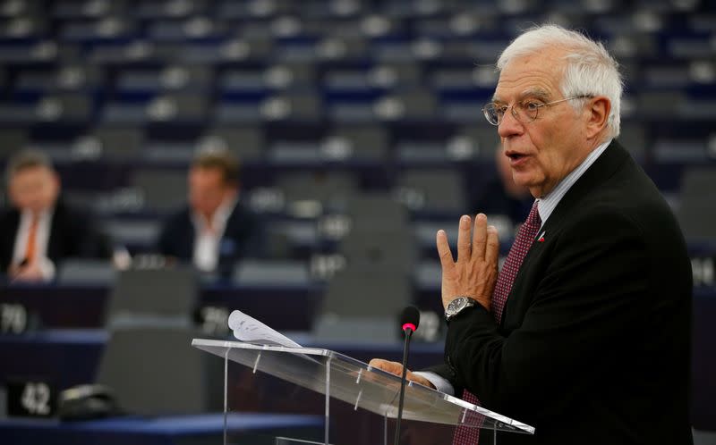 European Union's foreign policy chief Borrell addresses the European Parliament in Strasbourg