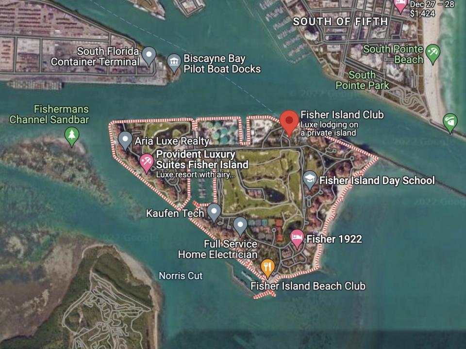 Fisher island google maps screenshot