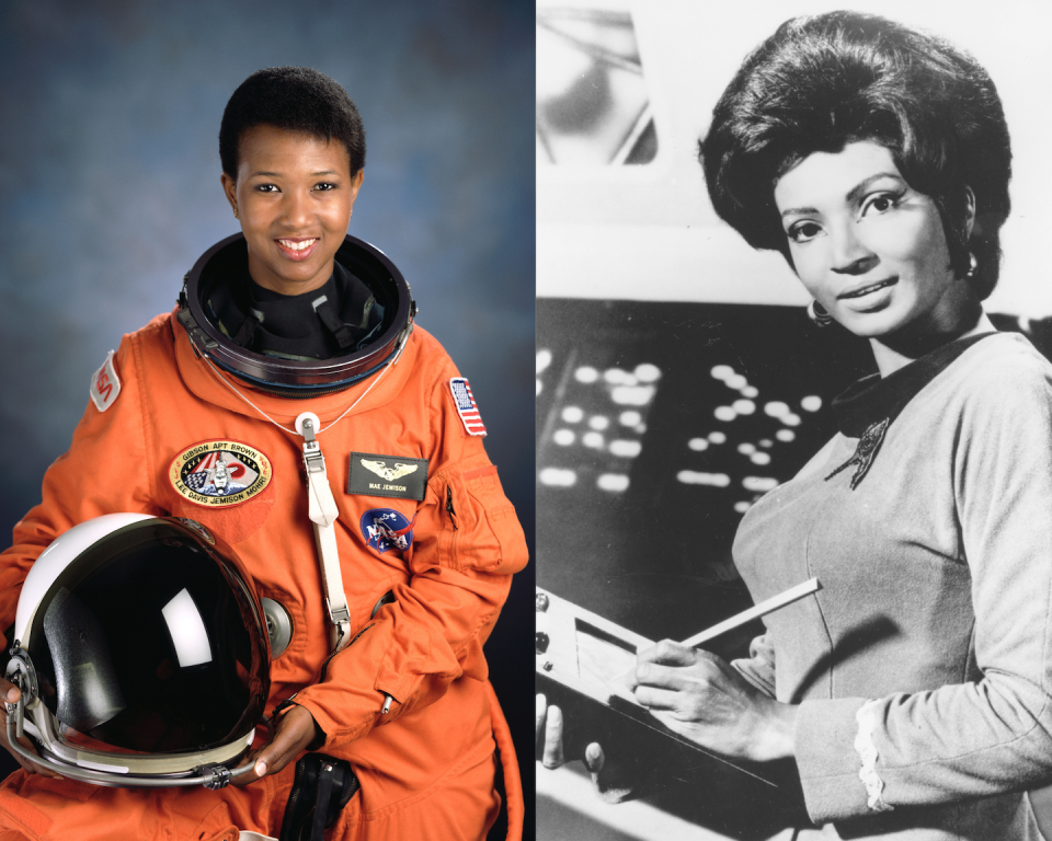 NASA astronaut Mae Jemison says she was inspired by Nichelle Nichols’ Lt. Nyota Uhura character on ‘Star Trek.’ <a href="https://en.wikipedia.org/wiki/File:Nichelle_Nichols,_NASA_Recruiter_-_GPN-2004-00017.jpg" rel="nofollow noopener" target="_blank" data-ylk="slk:NASA via Wikimedia Commons;elm:context_link;itc:0;sec:content-canvas" class="link ">NASA via Wikimedia Commons</a>, <a href="http://creativecommons.org/licenses/by-nd/4.0/" rel="nofollow noopener" target="_blank" data-ylk="slk:CC BY-ND;elm:context_link;itc:0;sec:content-canvas" class="link ">CC BY-ND</a>