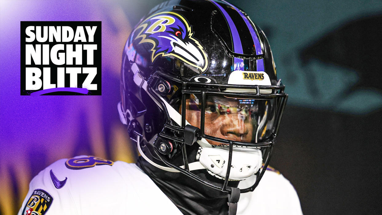 JACKSONVILLE, FLORIDA - DECEMBER 17: Lamar Jackson #8 of the Baltimore Ravens looks on before the game against the Jacksonville Jaguars at EverBank Stadium on December 17, 2023 in Jacksonville, Florida. (Photo by Mike Carlson/Getty Images)