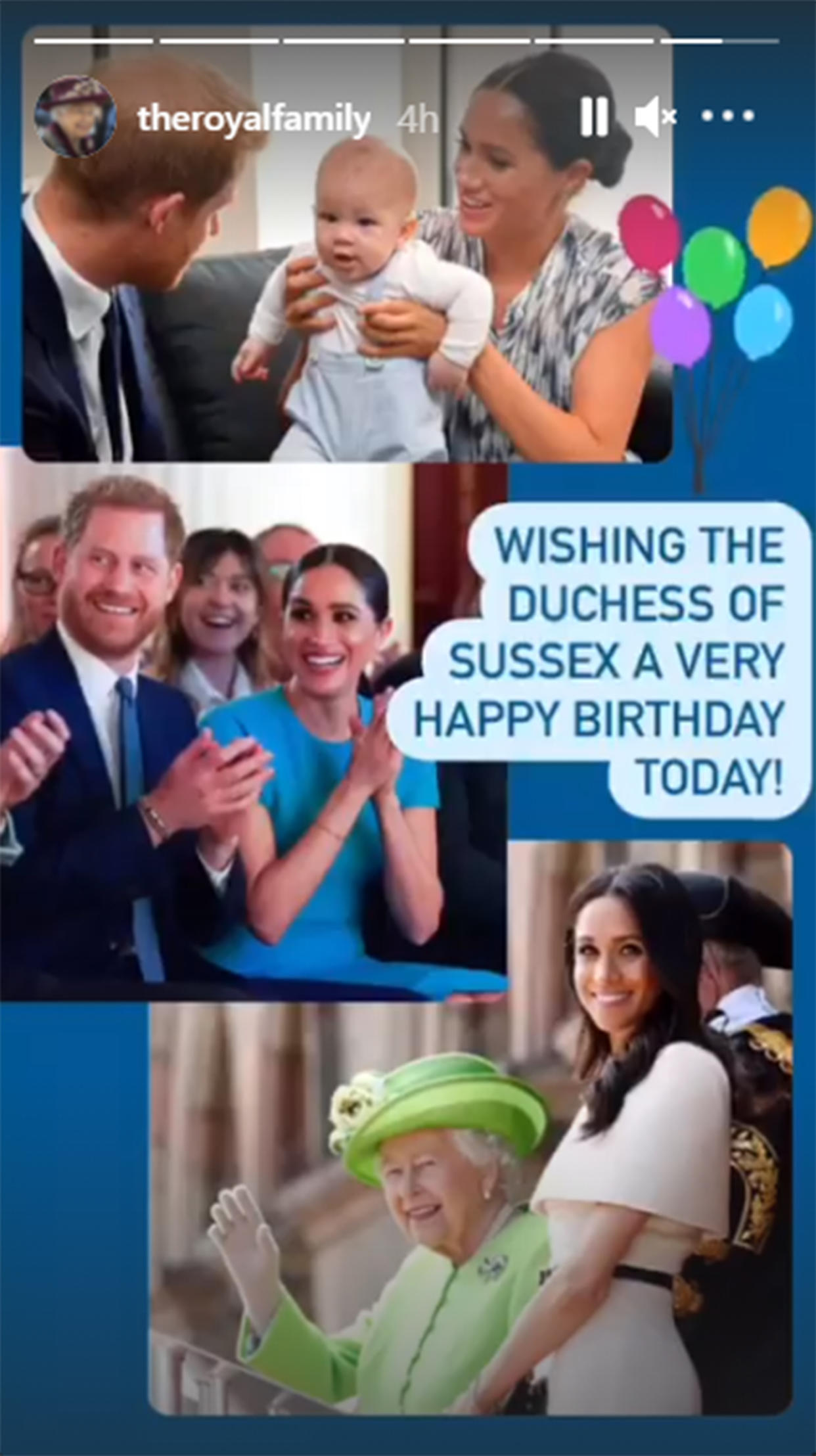 The royal family's official Instagram account also wished the Duchess of Sussex a happy 40th birthday. (theroyalfamily/Instagram)