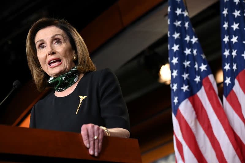 House Speaker Pelosi holds her weekly news conference with Capitol Hill reporters in Washington