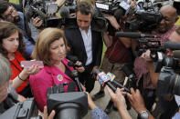 <p>Karen Handel, Republican candidate for Congress, talks to the press Tuesday, June 20, 2017, after she voted in the 6th District Special Election at St Mary’s Orthodox Church in Roswell, Ga. (Photo: Bob Andres/Atlanta Journal-Constitution via AP) </p>