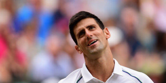 LONDON, ENGLAND - JULY 12:  Novak Djokovic of Serbia reacts in the Final Of The Gentlemen's Singles against Roger Federer of Switzerland on day thirteen of the Wimbledon Lawn Tennis Championships at the All England Lawn Tennis and Croquet Club on July 12, 2015 in London, England.  (Photo by Shaun Botterill/Getty Images) (Photo: )