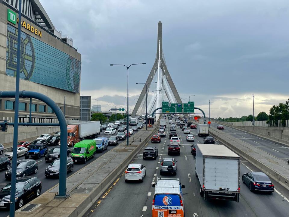 Traffic on the Zakim Bridge in Boston.