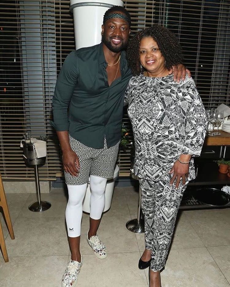 <p>“Happy Mothers Day to my MOTHER Pastor JoLinda Wade!!!” the NBA star captioned this pic. “Thank you for allowing me to be your son. I love you!” Aww. (Photo: <a rel="nofollow noopener" href="https://www.instagram.com/p/BUE34bFg-2s/?taken-by=dwyanewade&hl=en" target="_blank" data-ylk="slk:Dwyane Wade via Instagram;elm:context_link;itc:0;sec:content-canvas" class="link ">Dwyane Wade via Instagram</a>) </p>