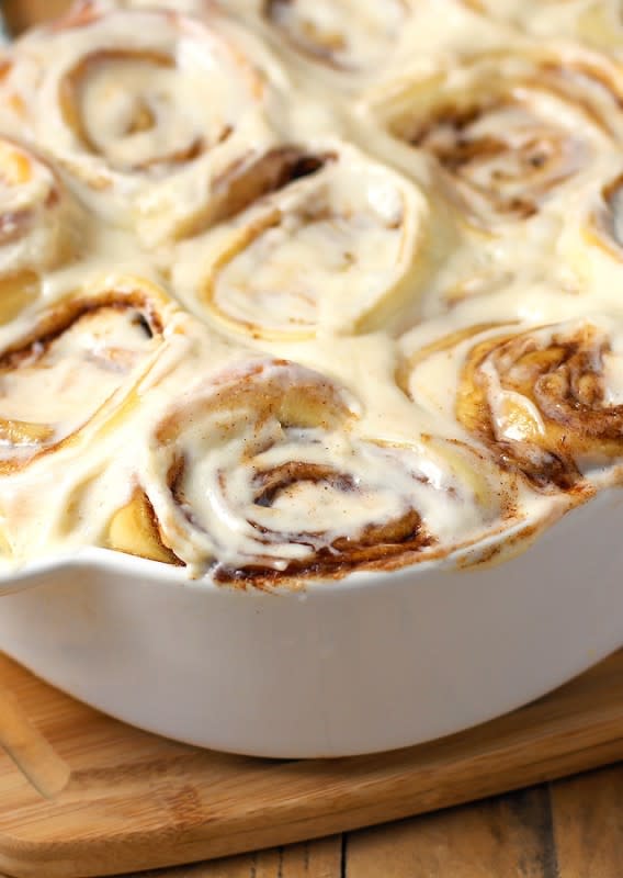 <p>A sweetened roll with a thick cinnamon-sugar filling and a cream cheese frosting that you are likely to remember long after the cinnamon roll is gone!</p><p><strong>Get the recipe:</strong><a href="https://www.theslowroasteditalian.com/2013/11/cinnabon-cinnamon-rolls-copycat-recipe.html" rel="nofollow noopener" target="_blank" data-ylk="slk:Cinnabon Cinnamon Rolls;elm:context_link;itc:0;sec:content-canvas" class="link ">Cinnabon Cinnamon Rolls</a></p>