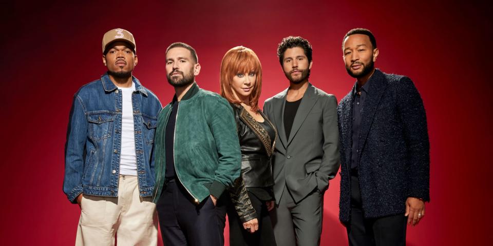 Season 25 coaches of The Voice: Chance the Rapper, Dan+Shay, Reba McEntire, and John Legend