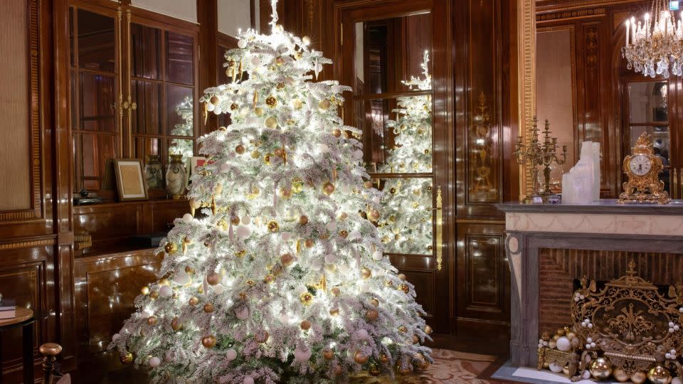 Twinkling holiday lights set off ornate interiors at Paris' famed Hôtel de Crillon. - Hôtel de Crillon