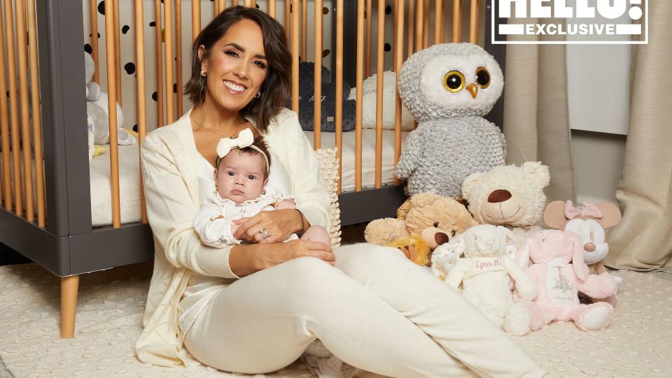 Janette Manrara sits in nursery with baby Lyra