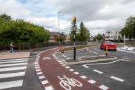 The UK's first Dutch-style roundabout � which prioritises cyclists and pedestrians over motorists � has opened in Fendon Road, Cambridge. The cost of the scheme, originally estimated at around GBP 800,000, has almost trebled to GBP 2.3m at the end of the project.