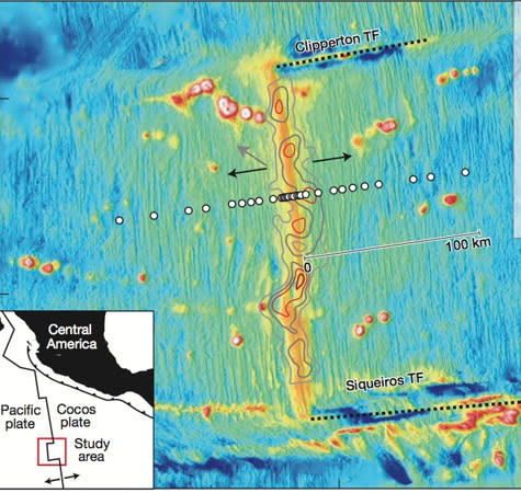 The East Pacific Rise, a mid-ocean ridge near Costa Rica.