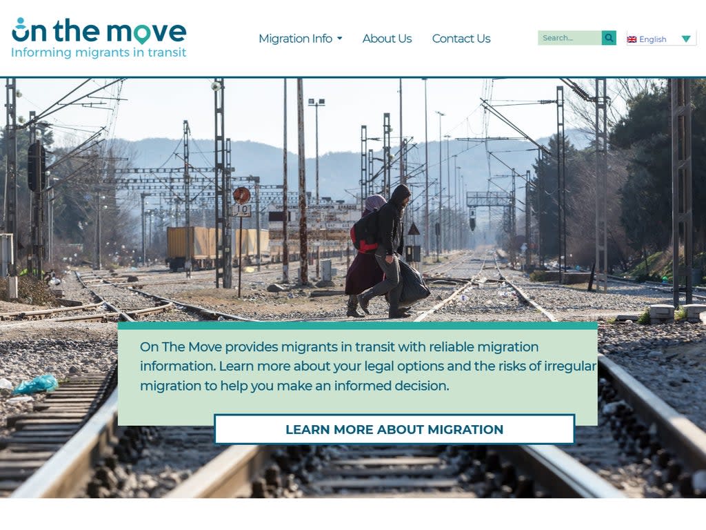 The On The Move website, which was set up by the Home Office but does not disclose its affiliation (screengrab)