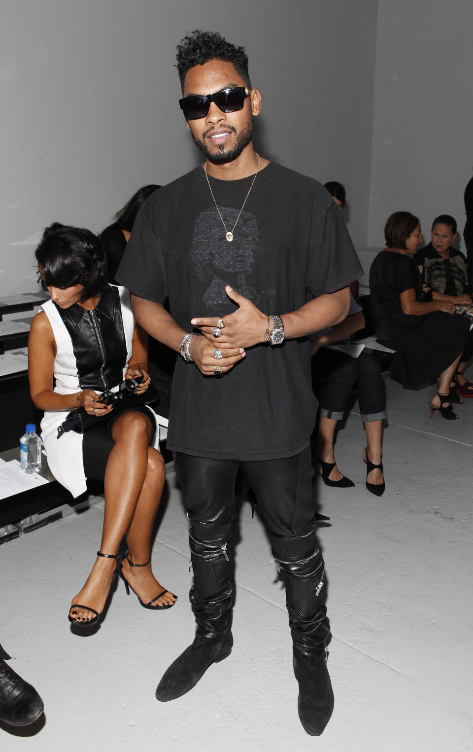 Miguel attends the Rodarte Spring 2014 collection on Tuesday, Sept. 10, 2012, during Mercedes-Benz Fashion Week in New York. (Photo by Amy Sussman/Invision/AP)