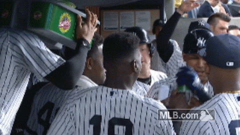 Yankees are doing mock interview dugout celebrations and they are