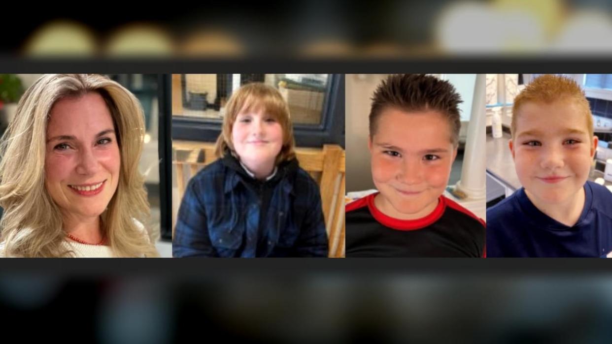 Police are searching for the three missing boys — Leon, 12, Thomas, 9, and Christopher, 11 — who are believed to be with their mother, Astrid Schiller. (Submitted by Manitoba RCMP - image credit)