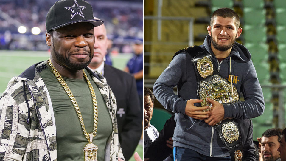 Rapper 50 Cent has made an audacious bid to lure Khabib away from the UFC. Pic: Getty