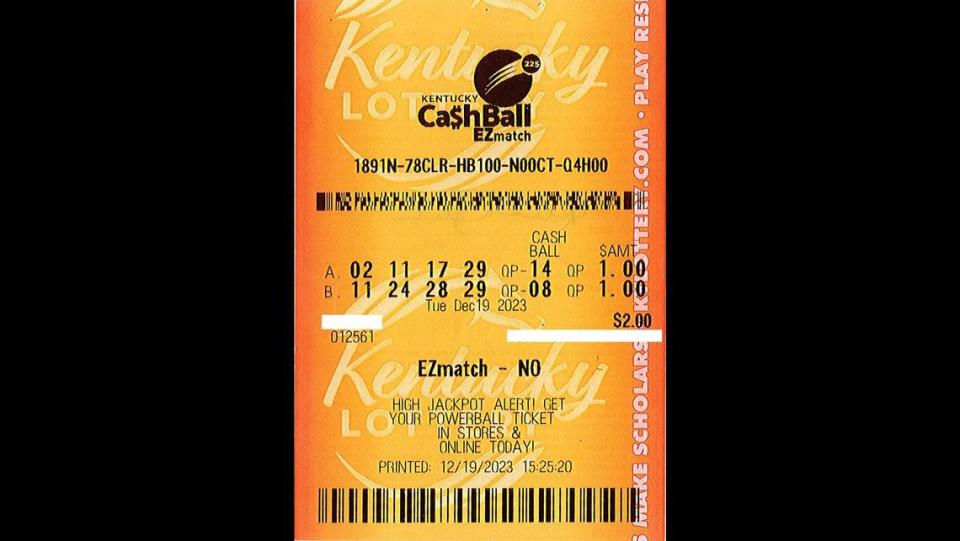 A woman from Winchester, Ky., recently won $225,000 with this Cash Ball 225 ticket, according to the Kentucky Lottery.