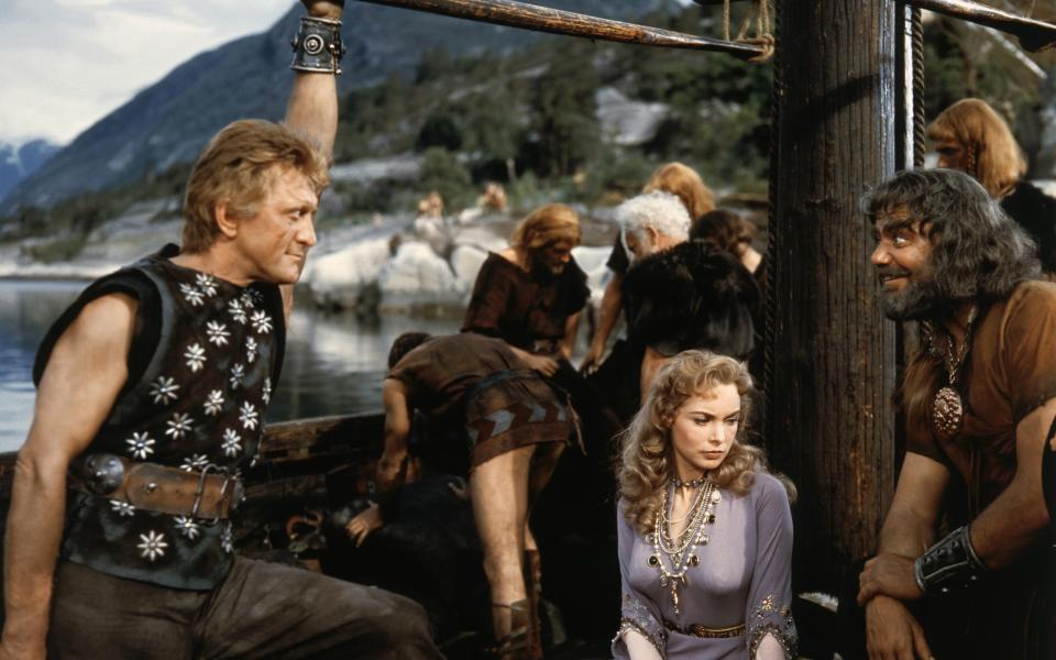 Kirk Douglas, Janet Leigh and Ernest Borgnine in The Vikings - Getty