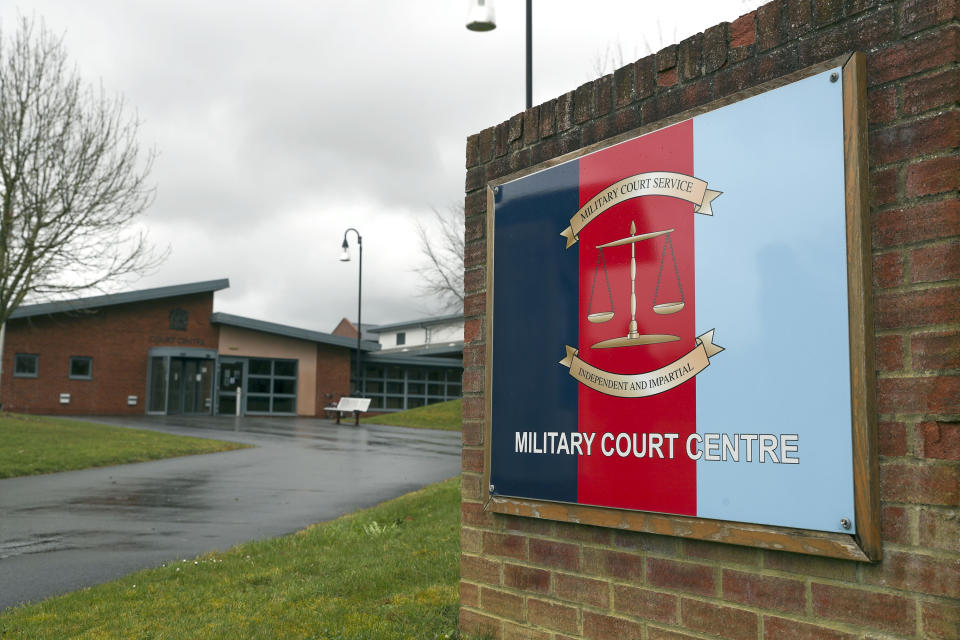 Military Court Centre, Bulford Barracks in Salisbury, Wiltshire, where Major General Nick Welch will be sentenced for fraud after he was convicted of dishonestly claiming an allowance to pay for his children's boarding school fees. Picture date: Friday March 26, 2021. (Photo by Steve Parsons/PA Images via Getty Images)