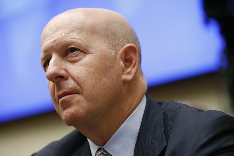 Goldman Sachs chairman and CEO David Solomon testifies before the House Financial Services Commitee during a hearing, Wednesday, April 10, 2019, on Capitol Hill in Washington. (AP Photo/Patrick Semansky)