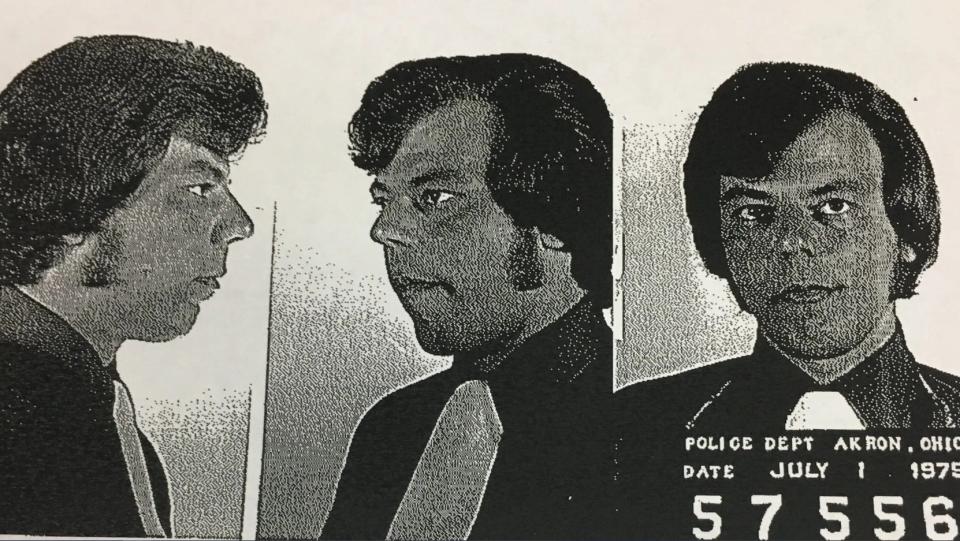 This copy of an Akron police booking photo of Gustave Sapharas is from a 1975 arrest on felonious assault charges.