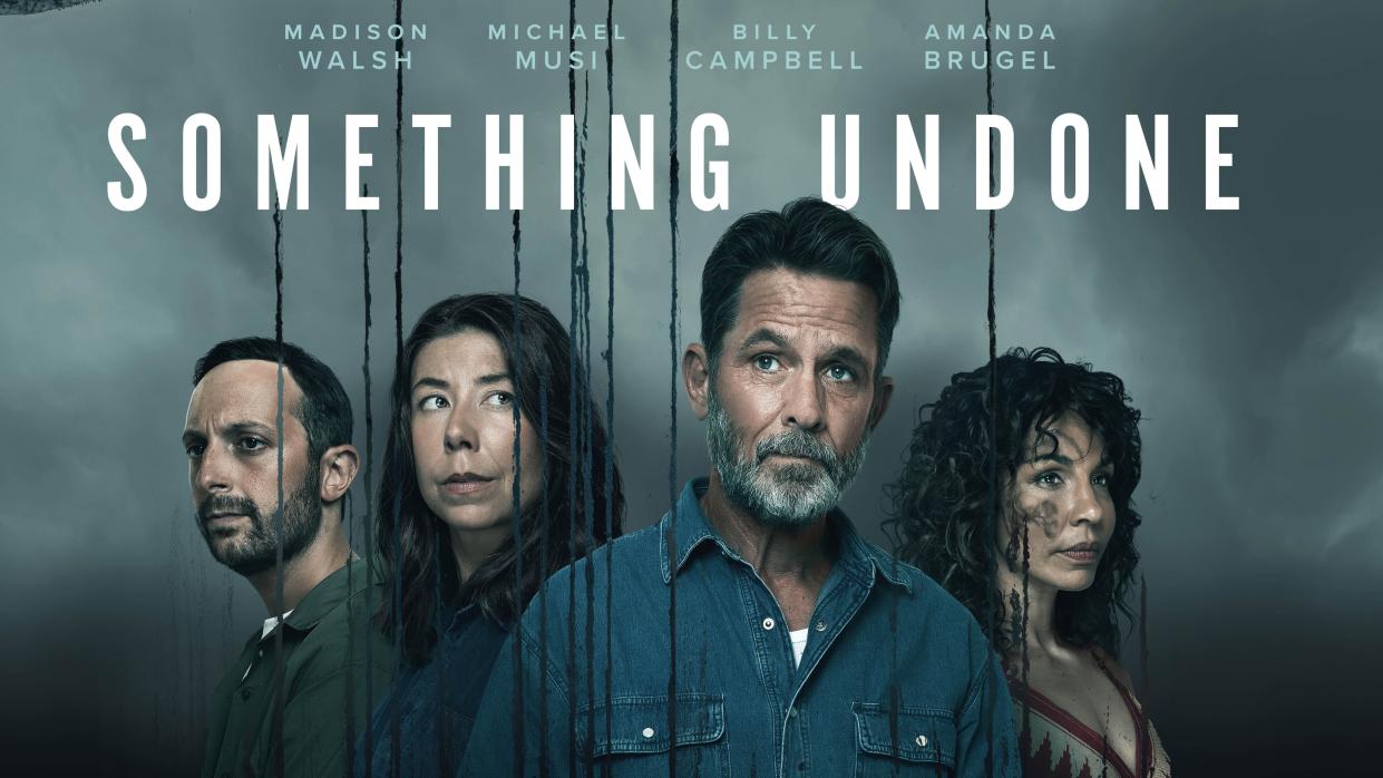  Something Undone is an intense thriller set in Canada starring Michael Musi, Madison Walsh, Billy Campbell and Amanda Brugel in a press image for Something Undone on ITV. 