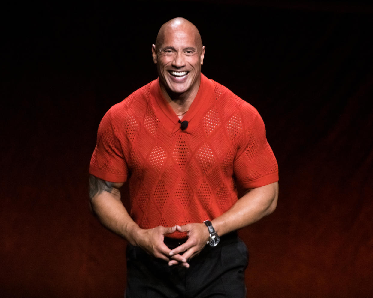 Actor Dwayne Johnson, 50, snapped a photo of himself after his two young daughters drew all over his face while he slept. (Photo: Greg Doherty/Getty Images)