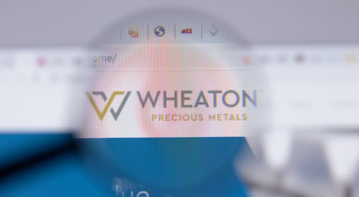 Wheaton Precious Metals logo close-up on website page. WPM stock.