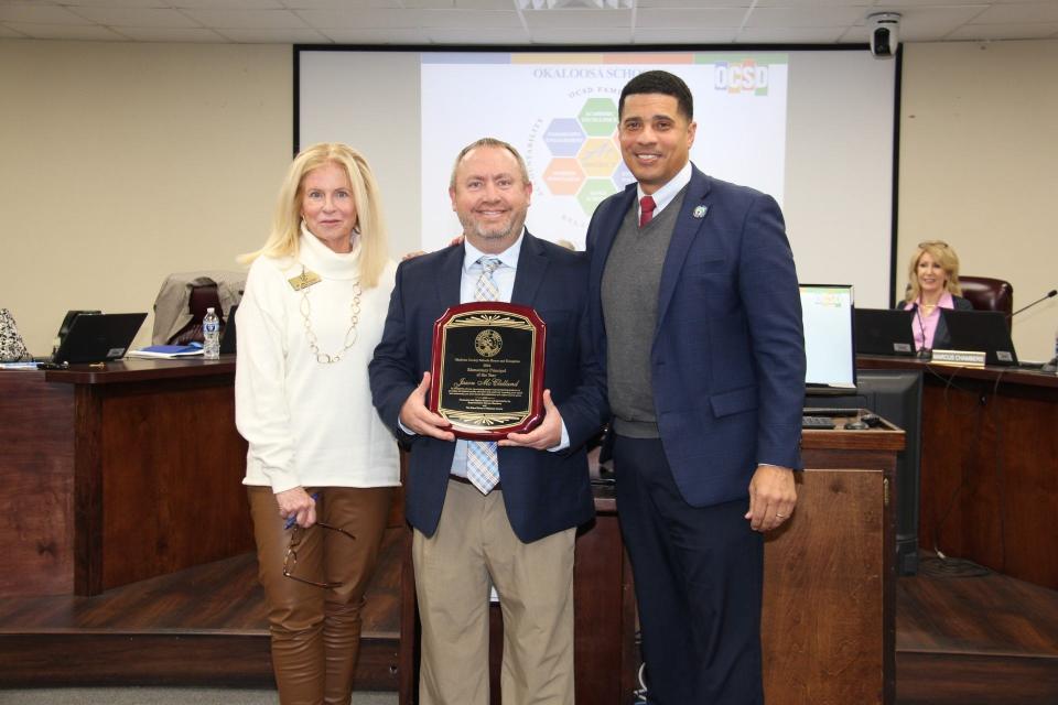 Principal Jason McClelland was recognized by the Okaloosa County School District as the 2024 Elementary Principal of the Year for his work at Mary Esther Elementary. He now works as the principal of Pryor Middle School.