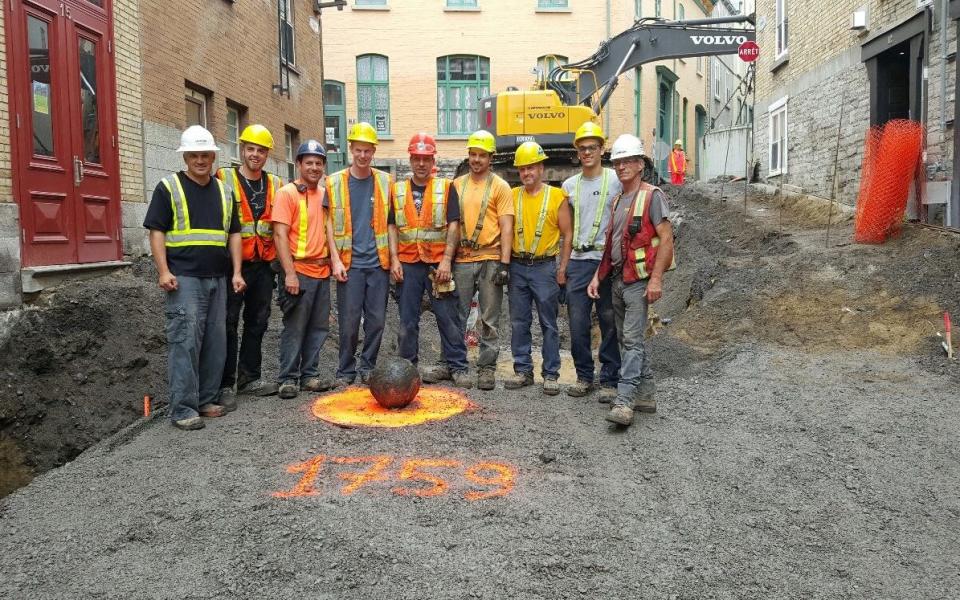 Construction workers found the cannonball in Old Quebec - Credit: Lafontaine/Facebook