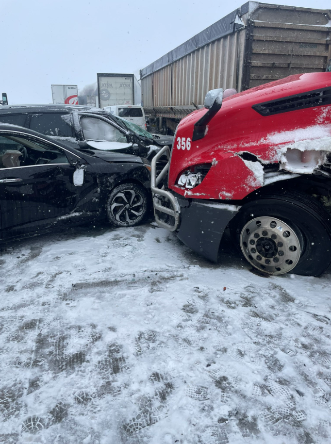 Cars crashed during a pileup in Rock County.