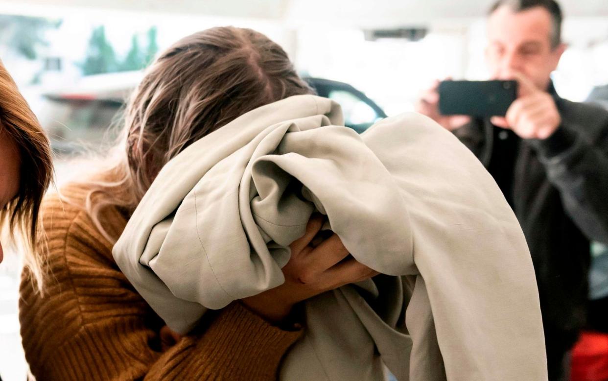 The young British woman arrives at court in Paralimni, Cyprus - AFP