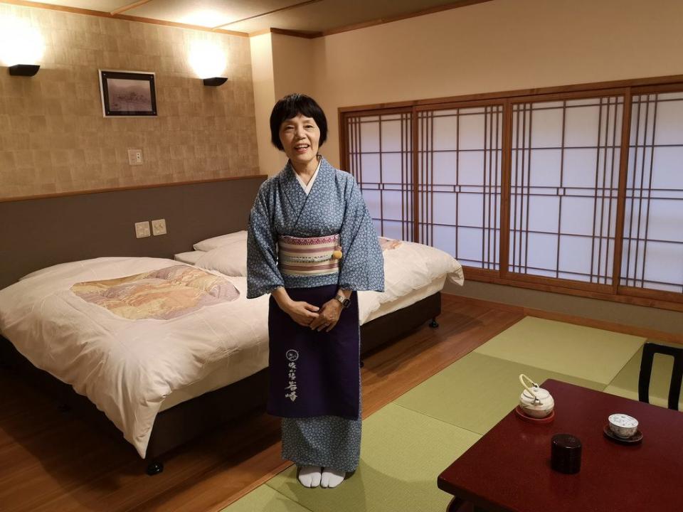 My host showing me my room at the ryokan.