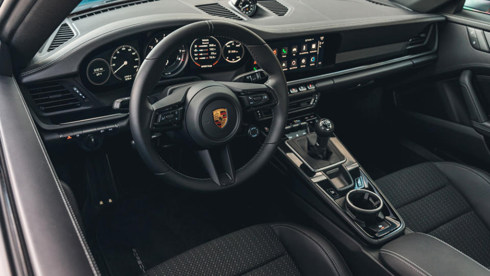 The interior of the 2023 Porsche 911 Carrera T.