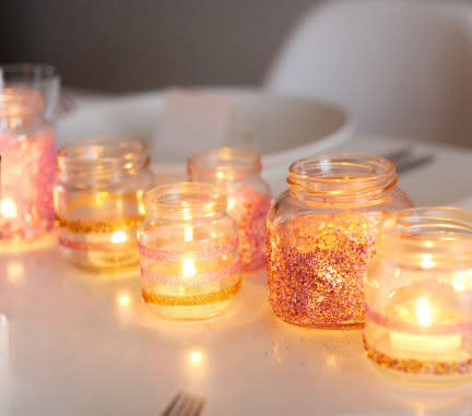 DIY Glittery Votive Holders