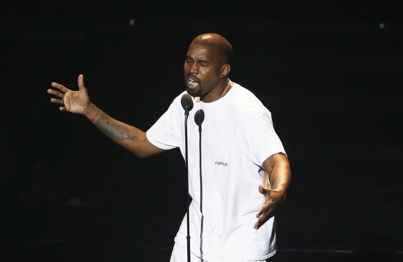 FILE PHOTO: Kanye West on stage during the 2016 MTV Video Music Awards in New York