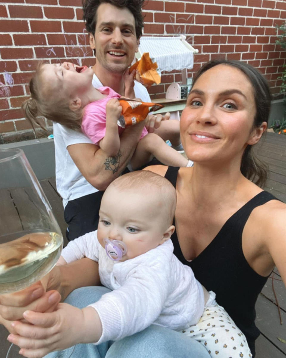 The Bachelor Australia couple Matty J and Laura Byrne with their two young daughters. Photo: Instagram/ladyandacat.