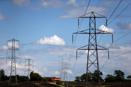 FILE PHOTO: Electricity pylons are seen in London