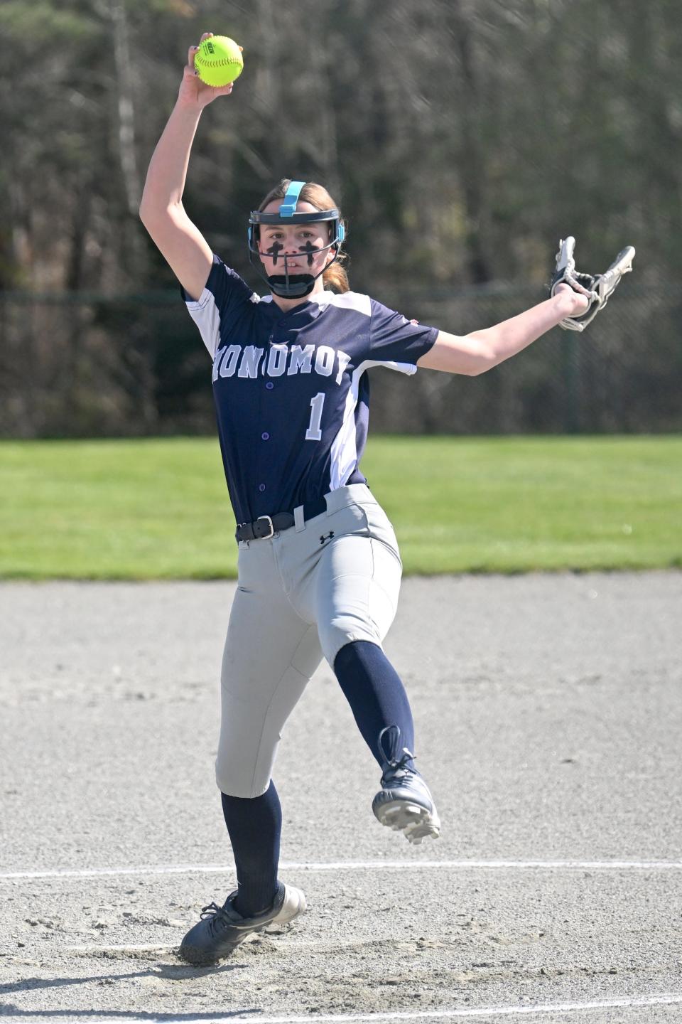 Monomoy starter Alana Ljoko delivers against Sturgis.