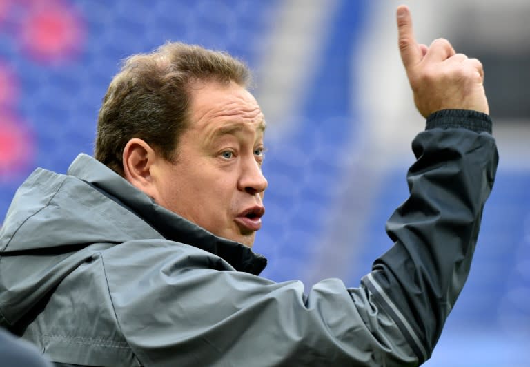 CSKA Moscow's head coach Leonid Slutsky leads a training session in Moscow on September 26, 2016