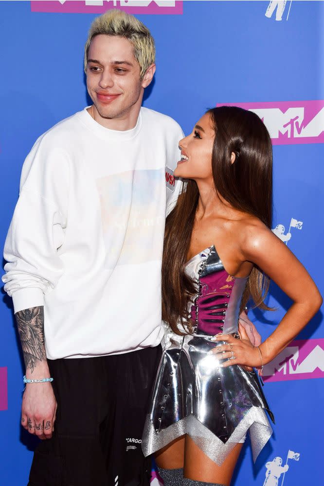 Pete Davidson and Ariana Grande at the MTV Video Music Awards in N.Y.C. on Aug. 20, 2018 | Evan Agostini/Invision/AP/REX/Shutterstock