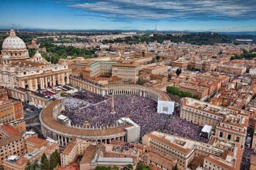 An aerial view of St Peter's Square in the Vatican City. The Vatican confirmed Saturday that Pope Benedict XVI's butler had been arrested on suspicion of leaking confidential documents and letters from the pontiff's private study to newspapers