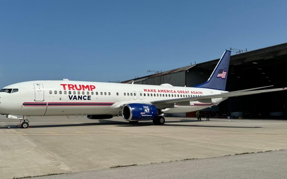 Donald Trump's plane has been updated to reflect his choice of running mate ahead of November's election