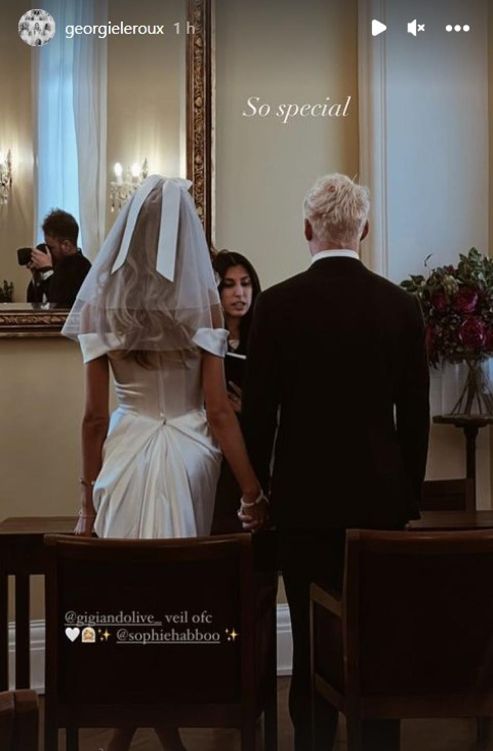 The bride looked gorgeous in a Vivienne Westwood minidress (Instagram/Georgia Le Roux)