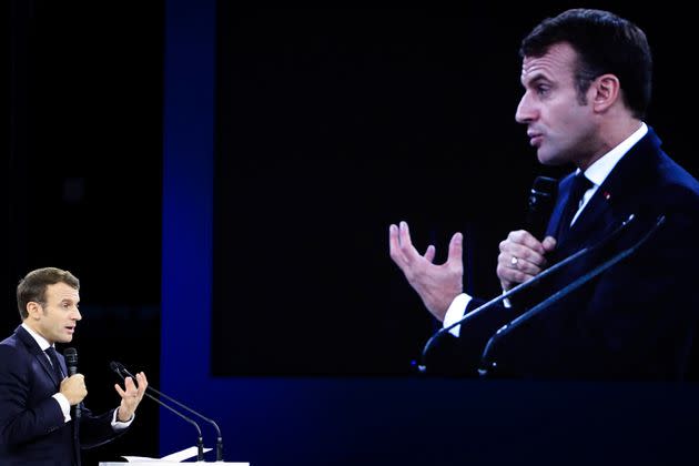 Ce que cherche Macron (ici le 12 novembre 2019) en parlant numérique avec Kamala Harris à Paris (Photo: via Associated Press)