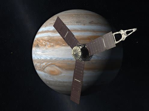 <span class="caption">Artist's concept of the Juno mission to Jupiter.</span>