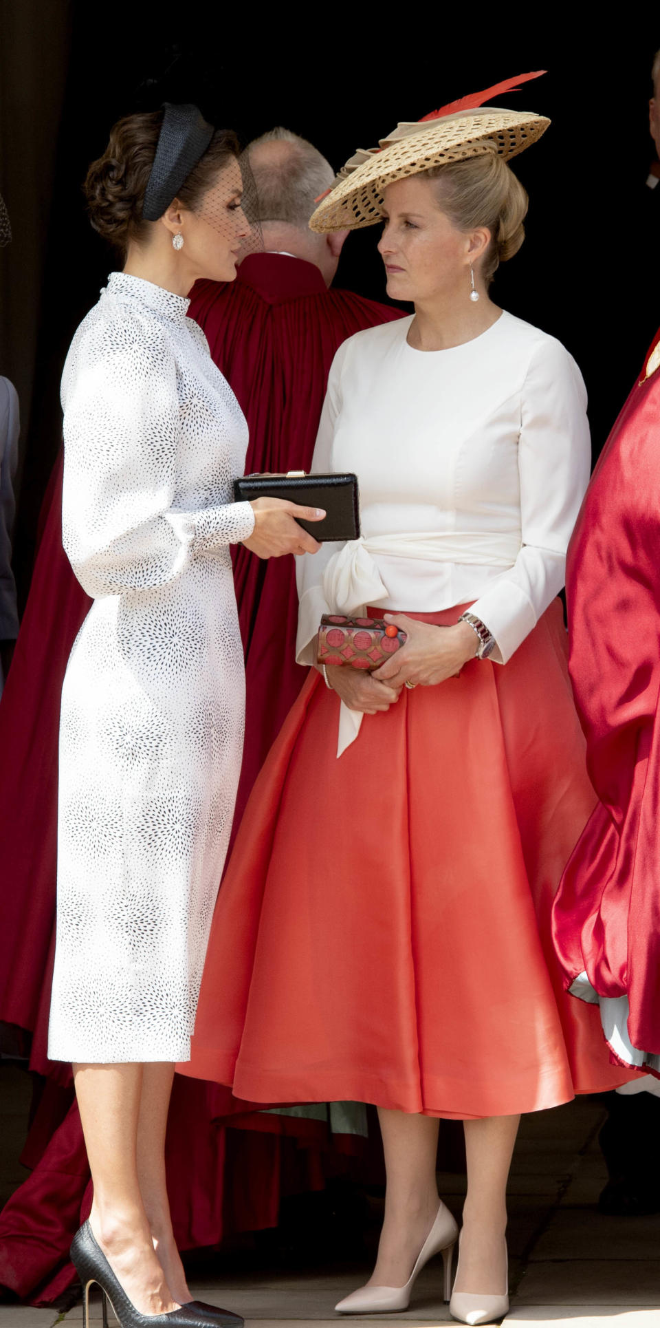 Britain's Sophie, Countess of Wessex (L), Spain's Queen Letizia attends the Most Noble Order of the Garter ( Orde van de Kouseband) ceremony at St George�s Chapel at Windsor Castle in Windsor, England on June 17, 2019. (Photo by PPE/Nieboer/Sipa USA)