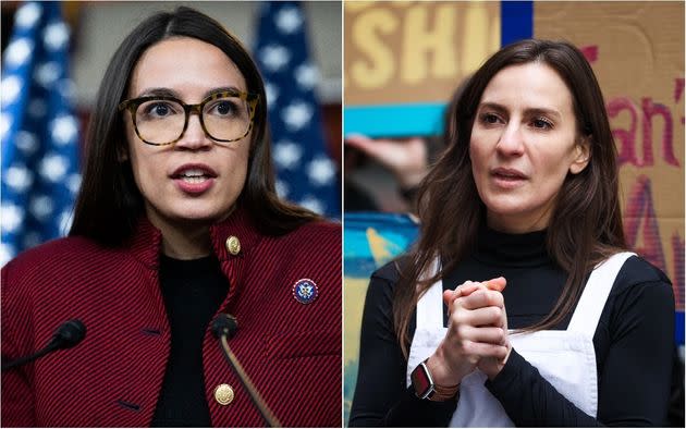 Rep. Alexandria Ocasio-Cortez (D-N.Y.), left, has known state Sen. Alessandra Biaggi (D) since they both unseated incumbent Democrats in 2018. (Photo: Getty Images/Associated Press)